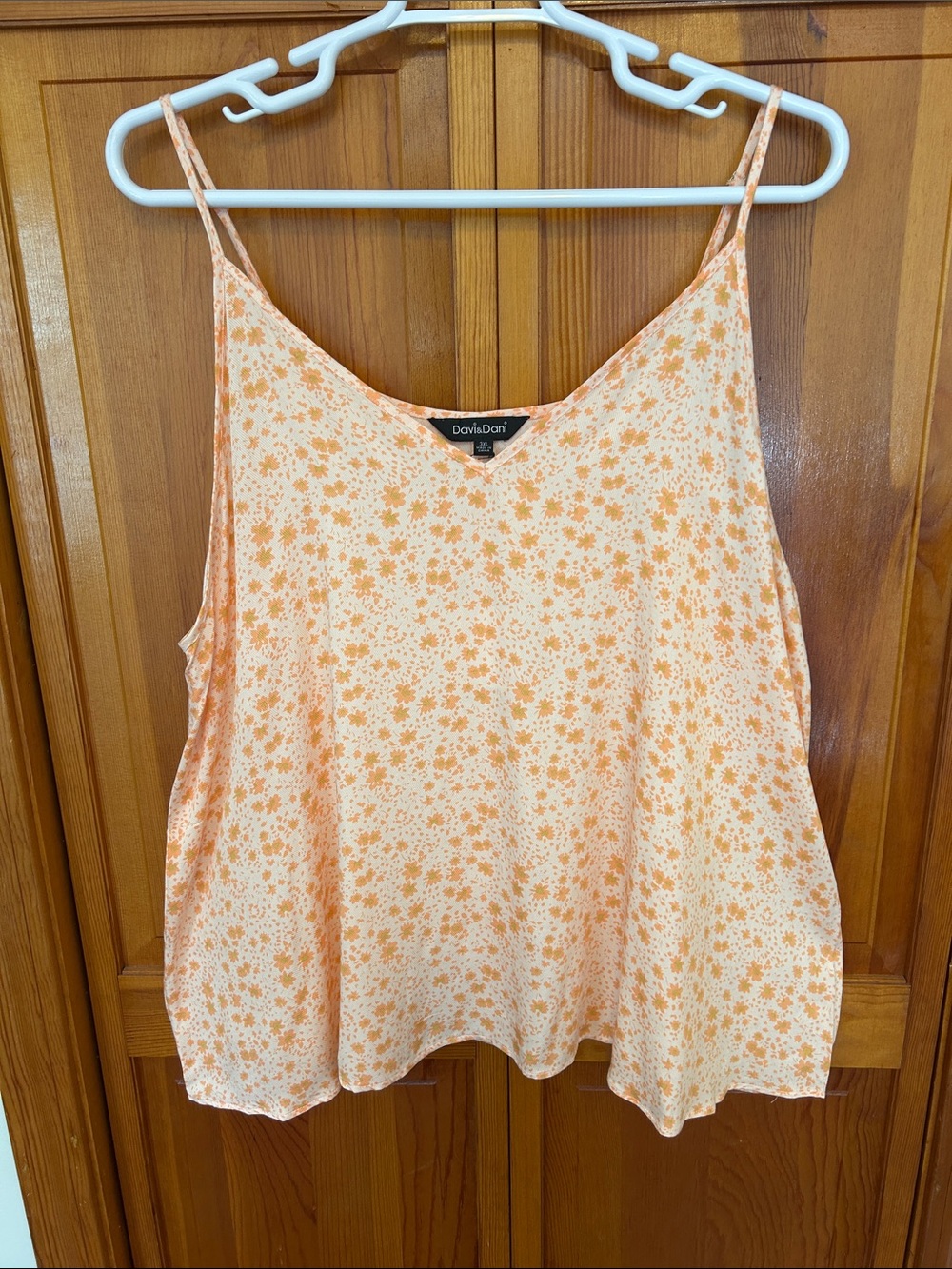 DAVI & DANI Peach Floral Spaghetti-Strap Cami 3X NWT